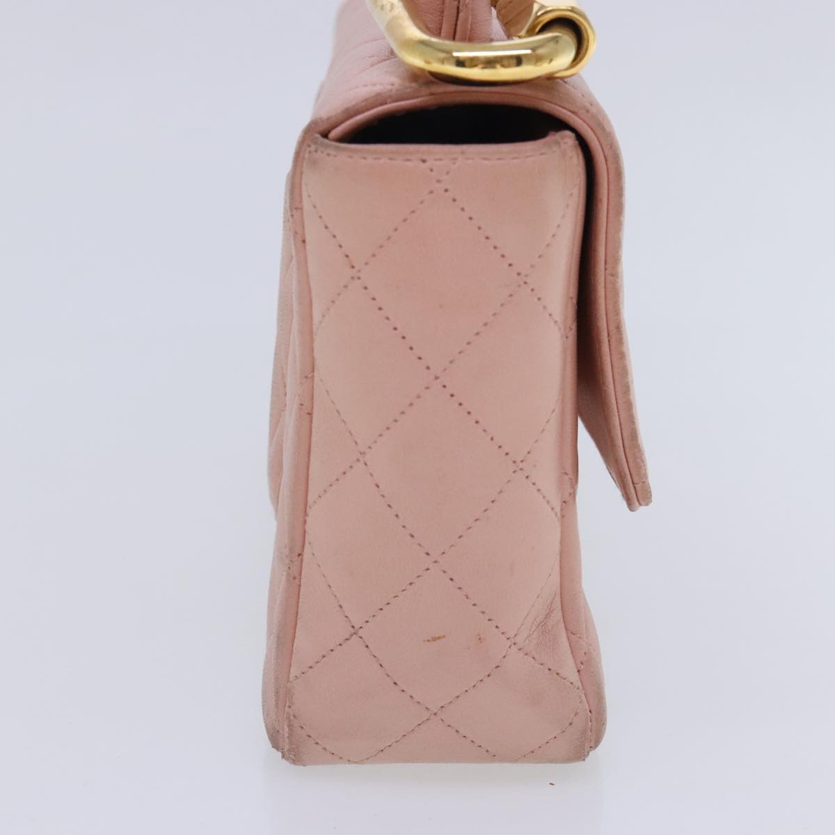 CHANEL Parent Child Bag Hand Bag Lamb Skin Pink Gold CC Auth 90957SAV