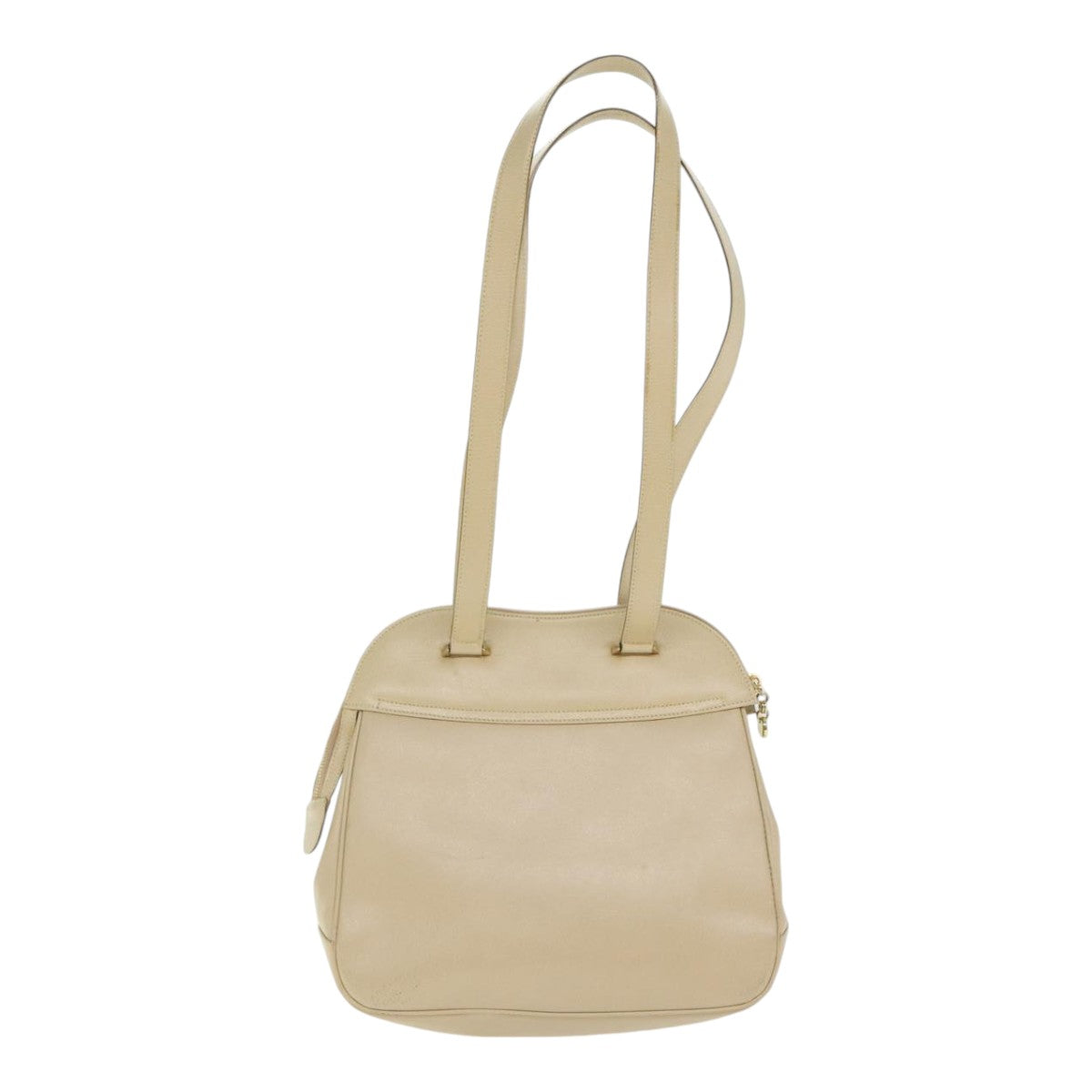 Salvatore Ferragamo Gancini Shoulder Bag Leather Beige Gold Auth 91285