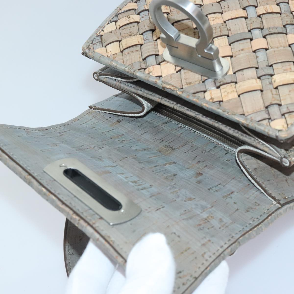 Salvatore Ferragamo Hand Bag Cork 144/500 2way Brown Auth 91289SV