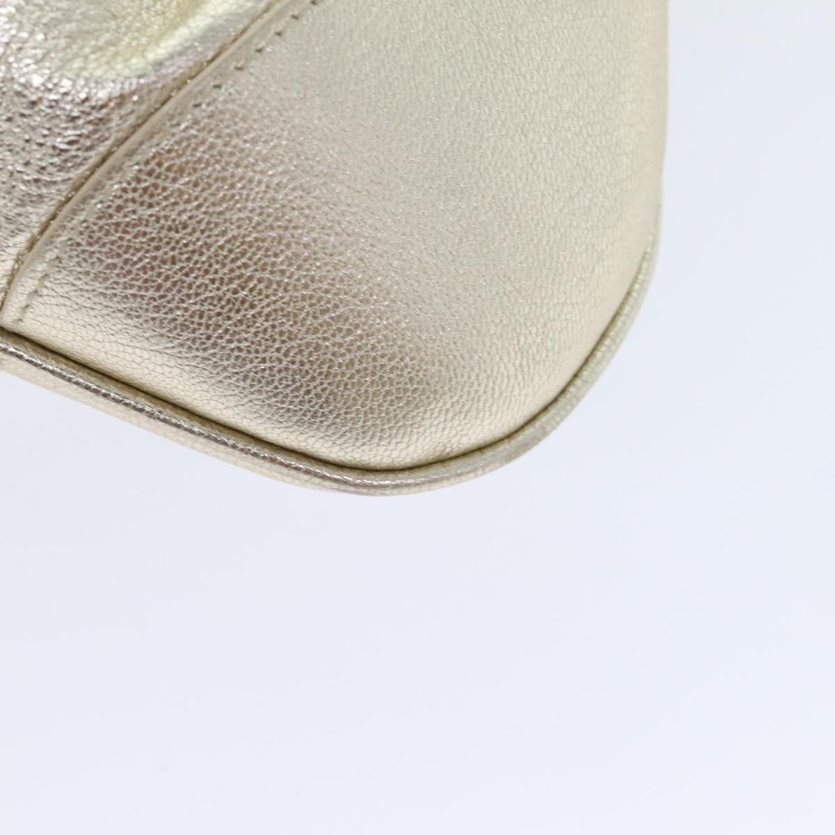 Salvatore Ferragamo Gancini Hand Bag Leather Gold Tone Gold Auth 91343AV