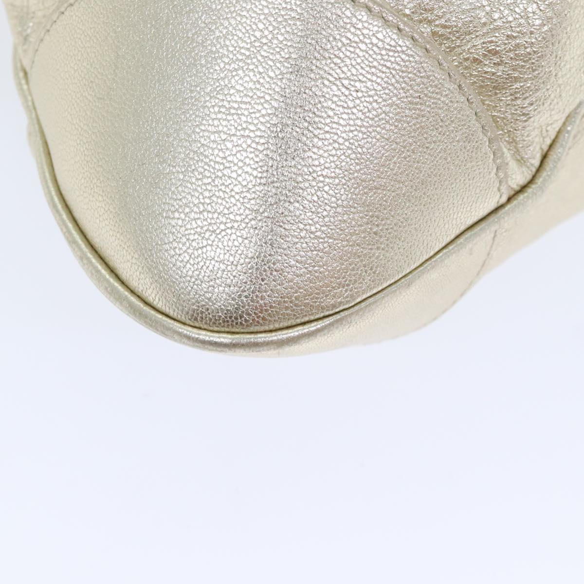Salvatore Ferragamo Gancini Hand Bag Leather Gold Tone Gold Auth 91343V