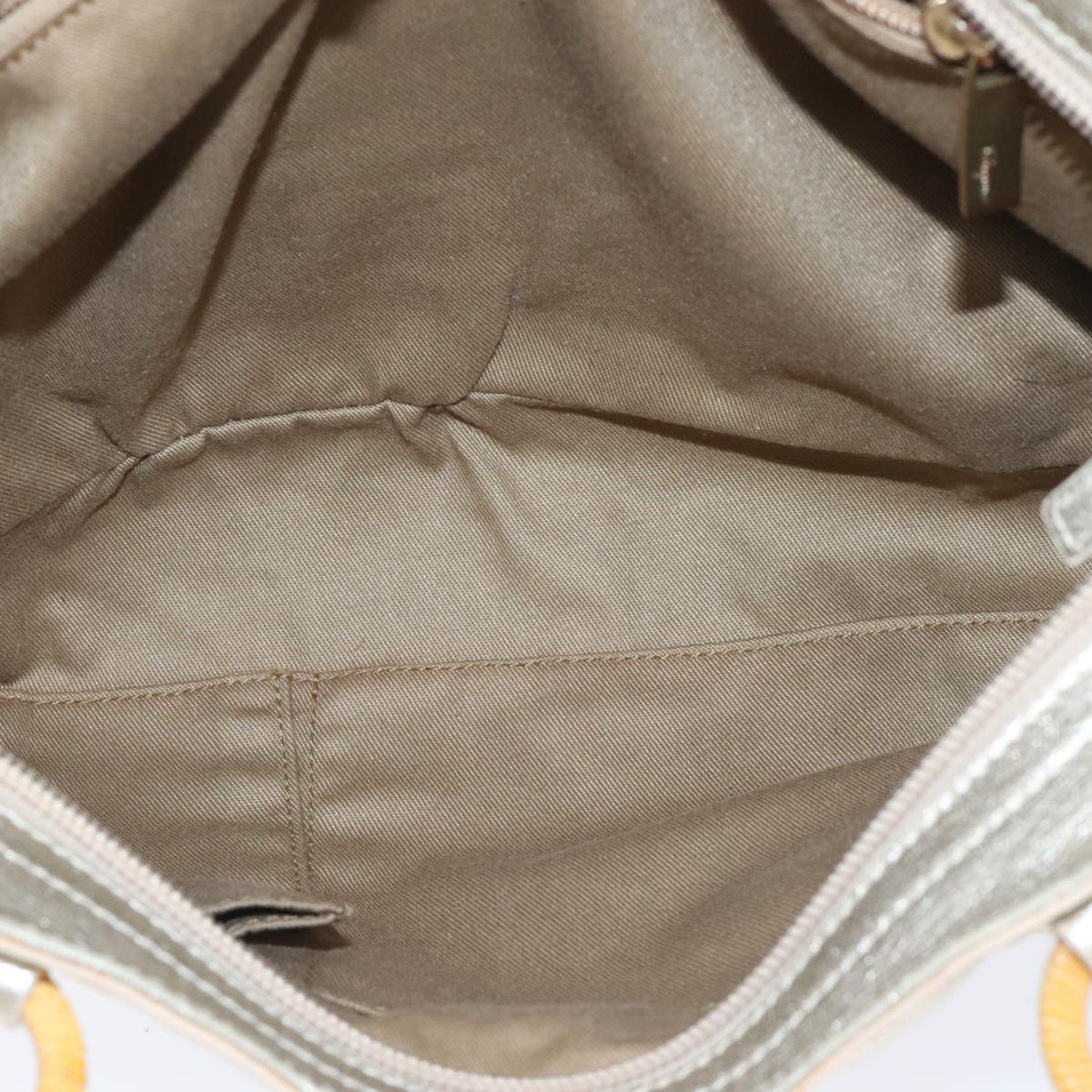 Salvatore Ferragamo Gancini Hand Bag Leather Gold Tone Gold Auth 91343AV