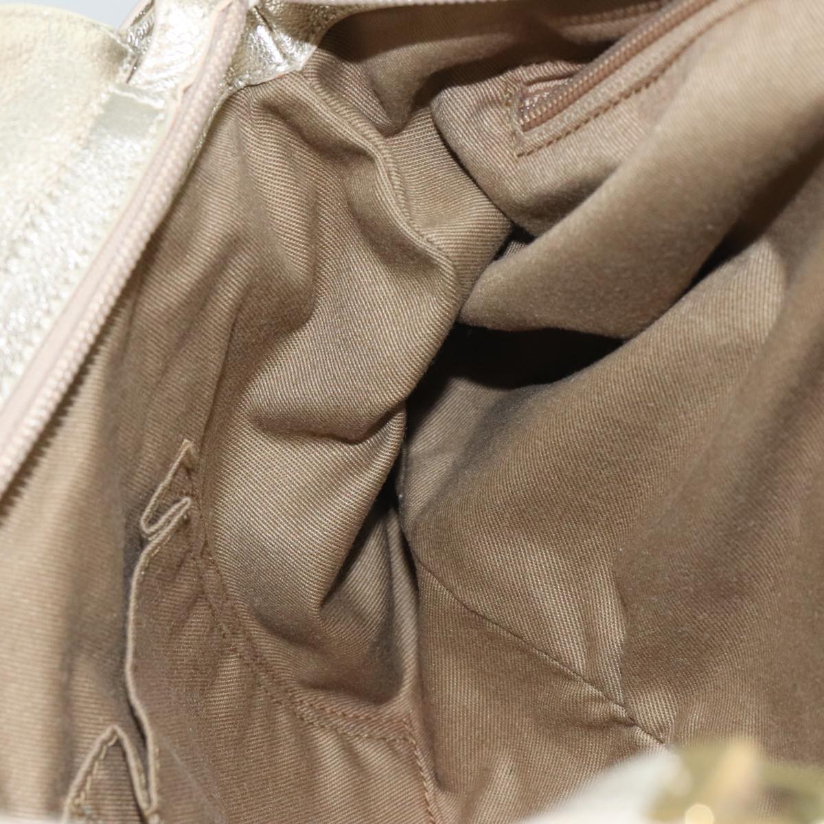 Salvatore Ferragamo Gancini Hand Bag Leather Gold Tone Gold Auth 91343AV