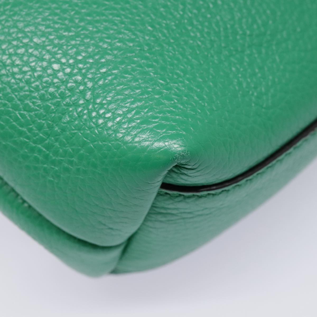 Salvatore Ferragamo Hand Bag Leather 2way Green Gold Auth 91385V