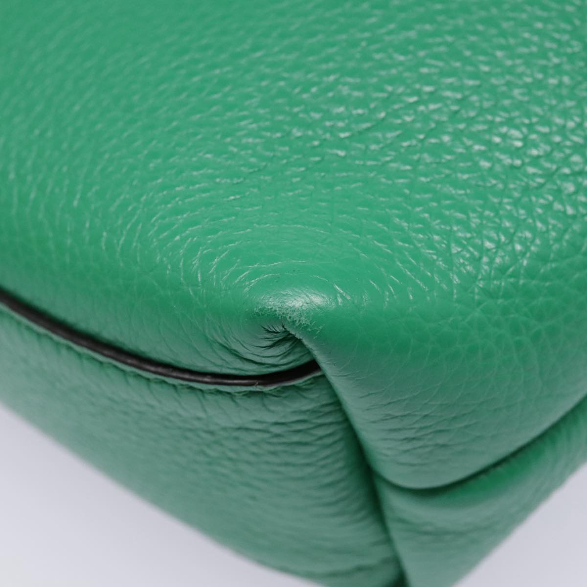 Salvatore Ferragamo Hand Bag Leather 2way Green Gold Auth 91385V