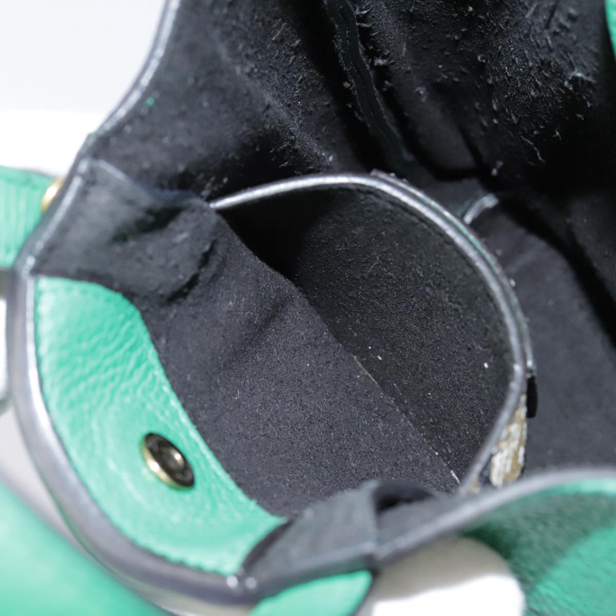Salvatore Ferragamo Hand Bag Leather 2way Green Gold Auth 91385V