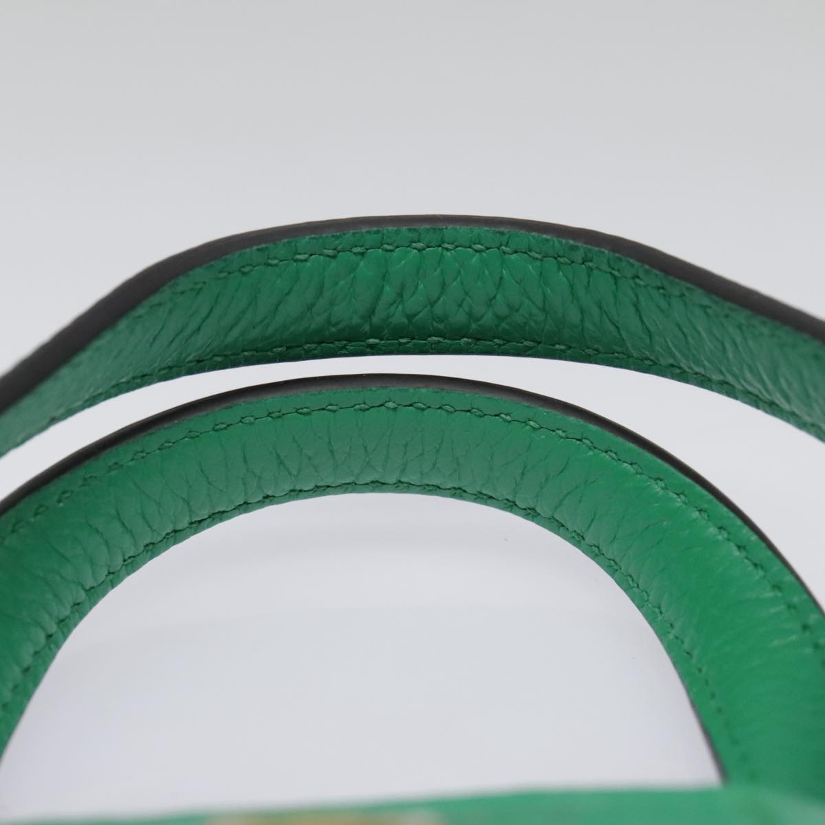 Salvatore Ferragamo Hand Bag Leather 2way Green Gold Auth 91385V