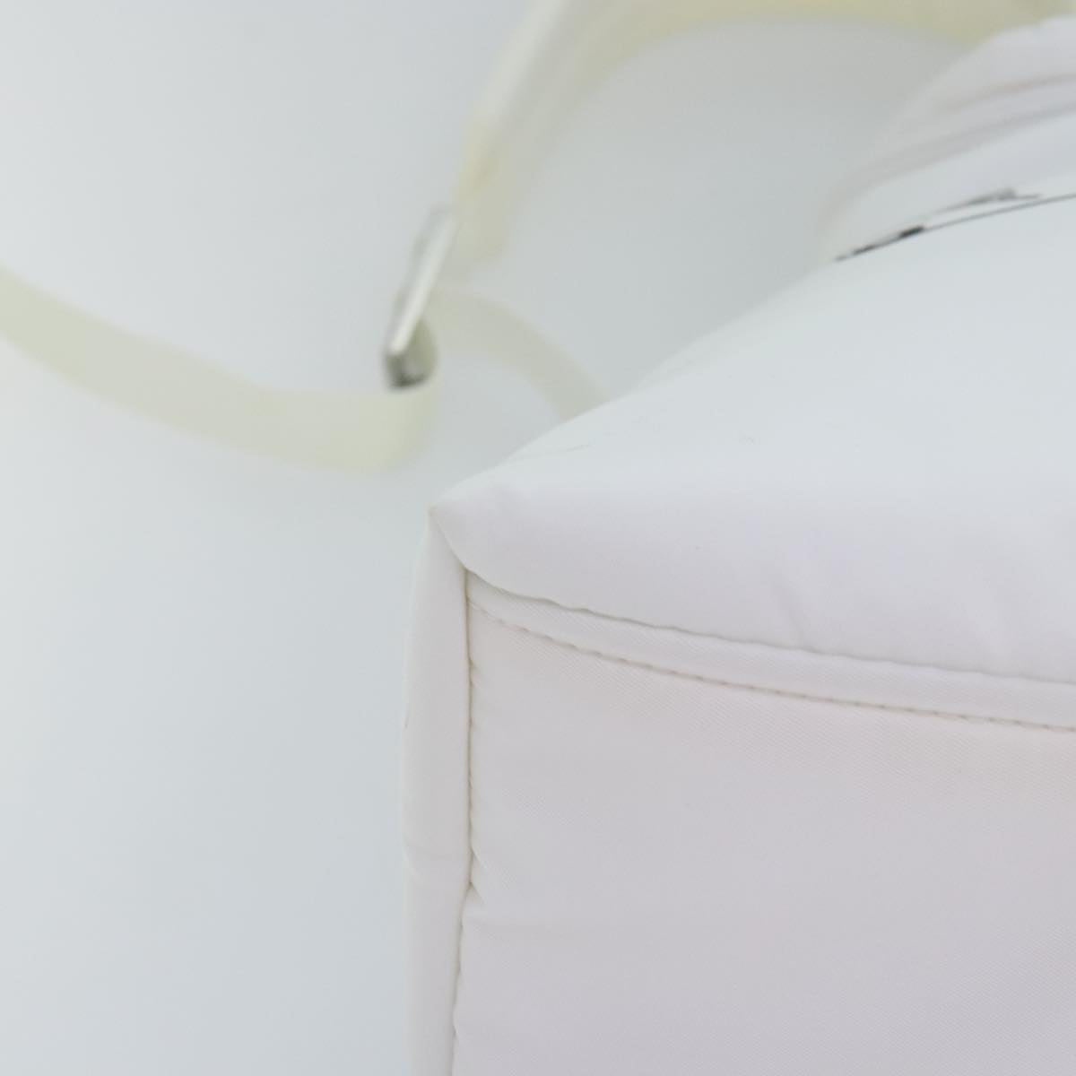 PRADA Backpack Nylon White Silver 1BZ072 Auth 91414AV