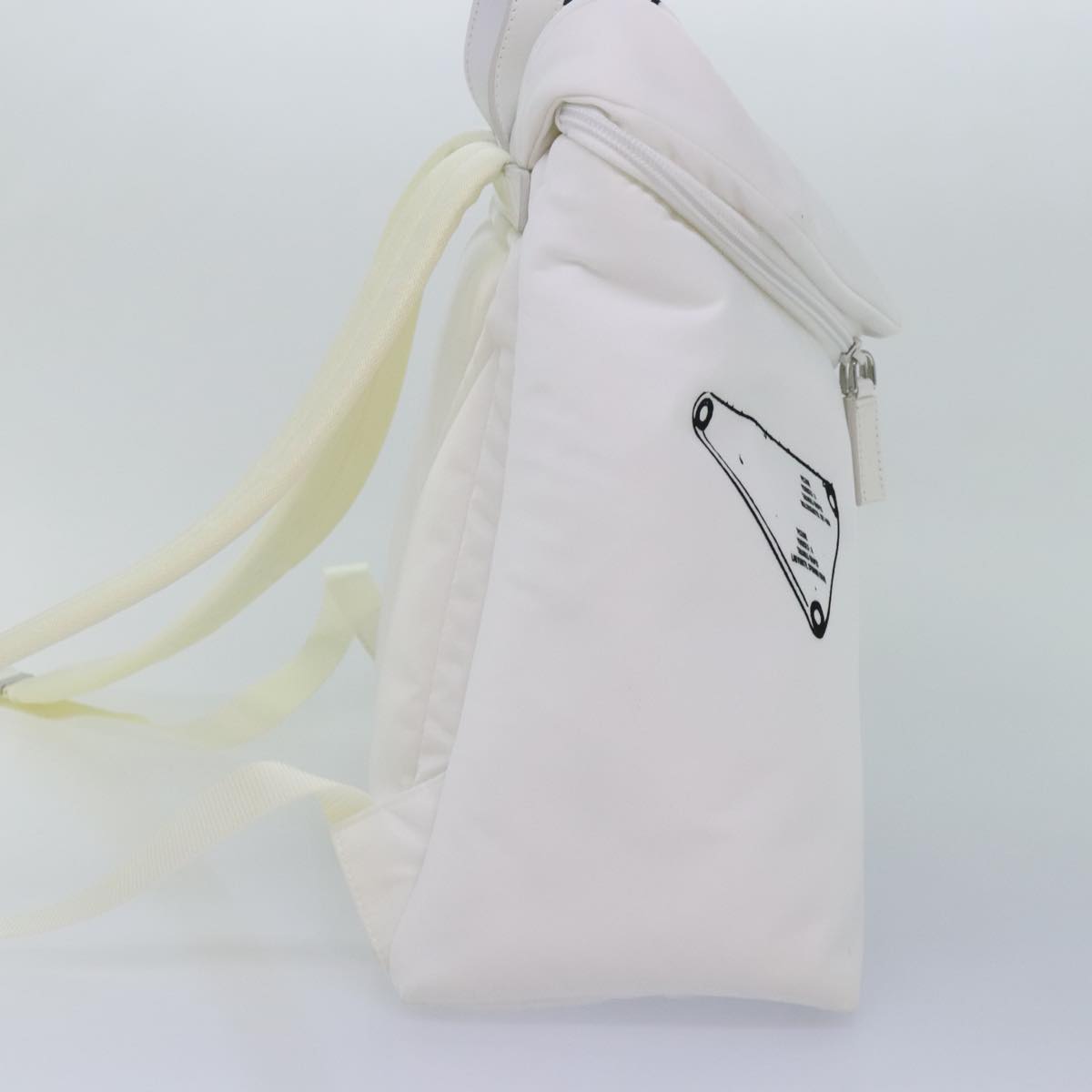 PRADA Backpack Nylon White Silver 1BZ072 Auth 91414AV