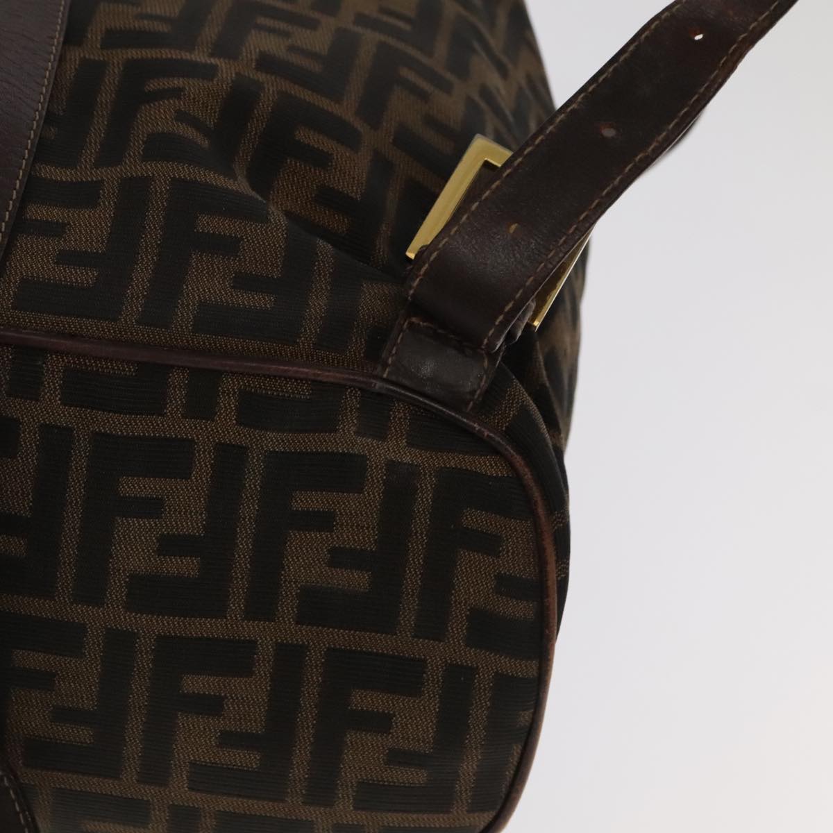 FENDI Zucca Canvas Backpack Brown Black gold Auth 91551V
