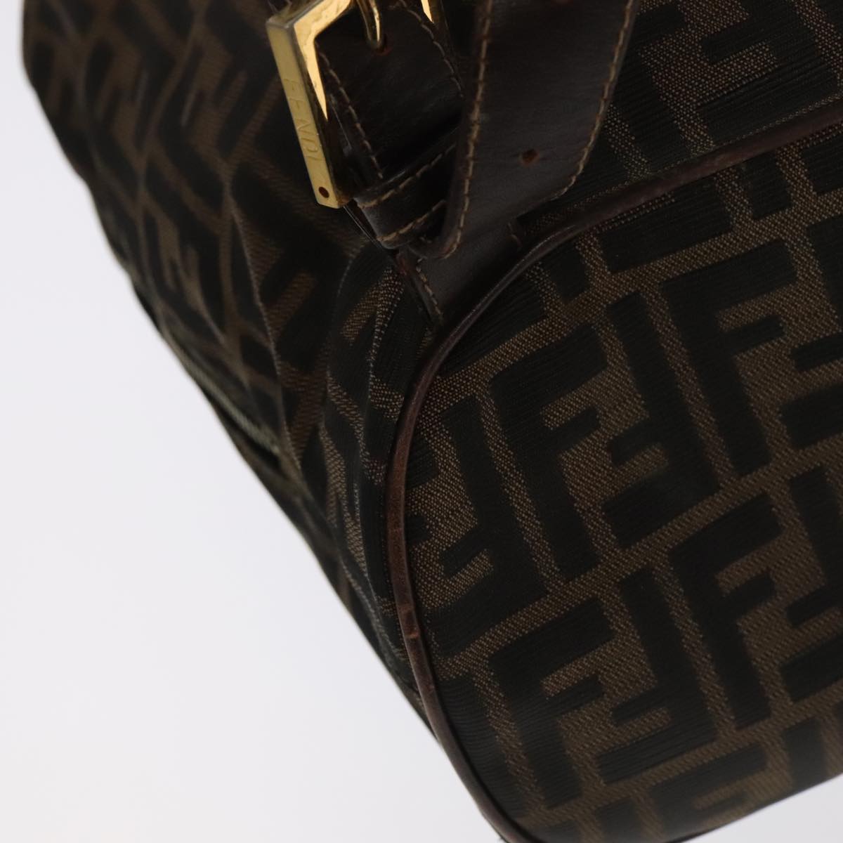 FENDI Zucca Canvas Backpack Brown Black gold Auth 91551V