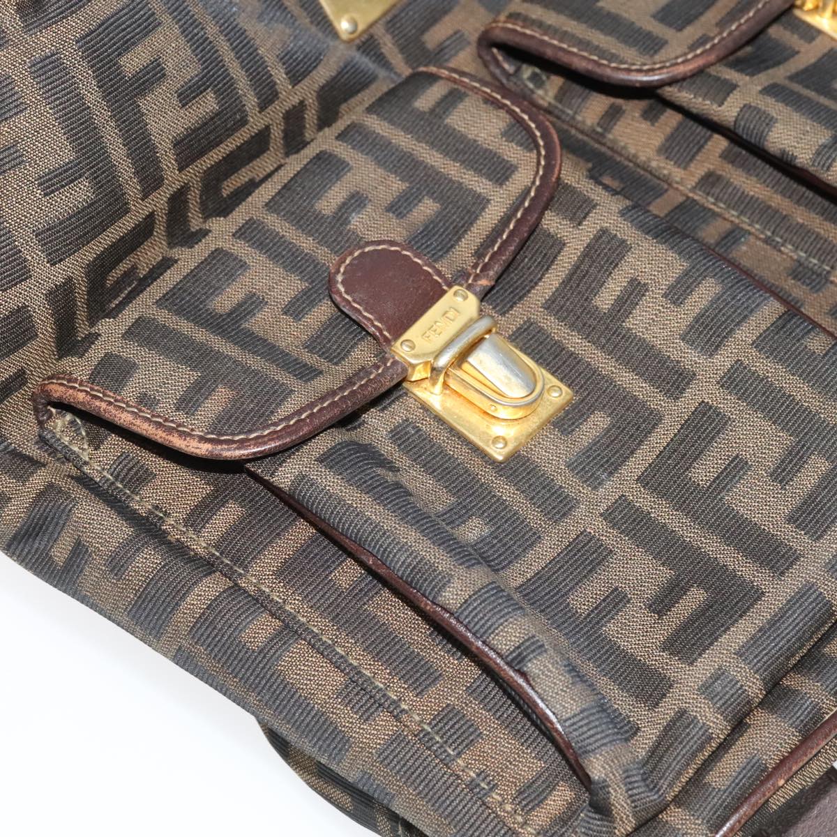 FENDI Zucca Canvas Backpack Brown Black gold Auth 91551V