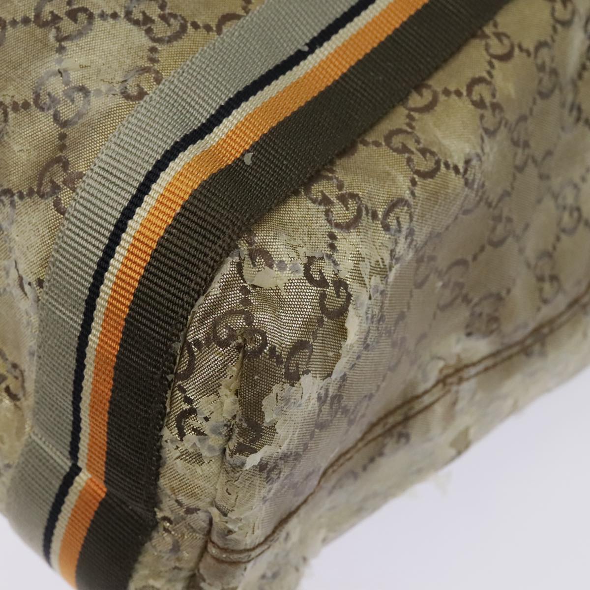 GUCCI GG Canvas Sherry Line Tote Bag Coated Canvas Gold Orange Auth 91624