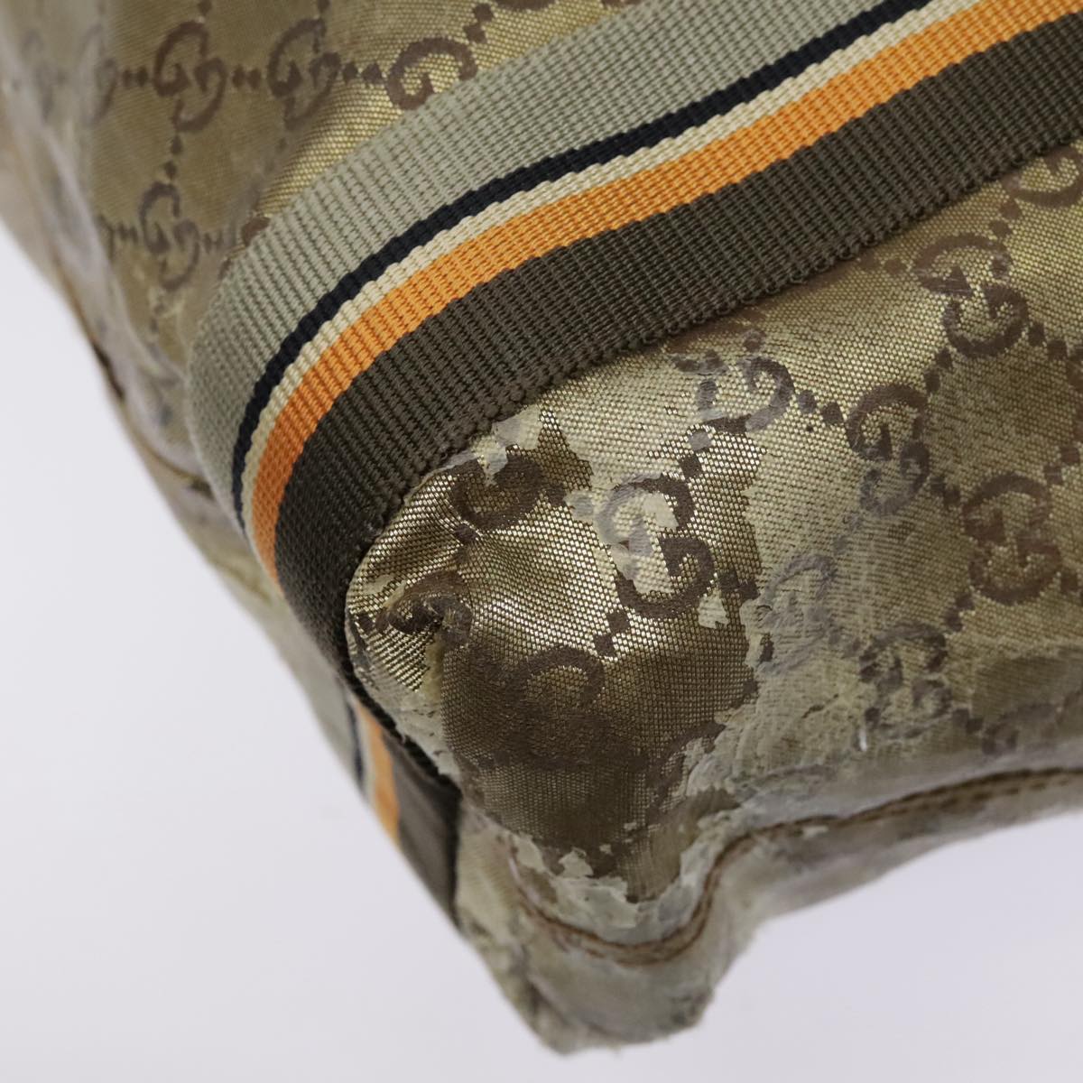 GUCCI GG Canvas Sherry Line Tote Bag Coated Canvas Gold Orange Auth 91624