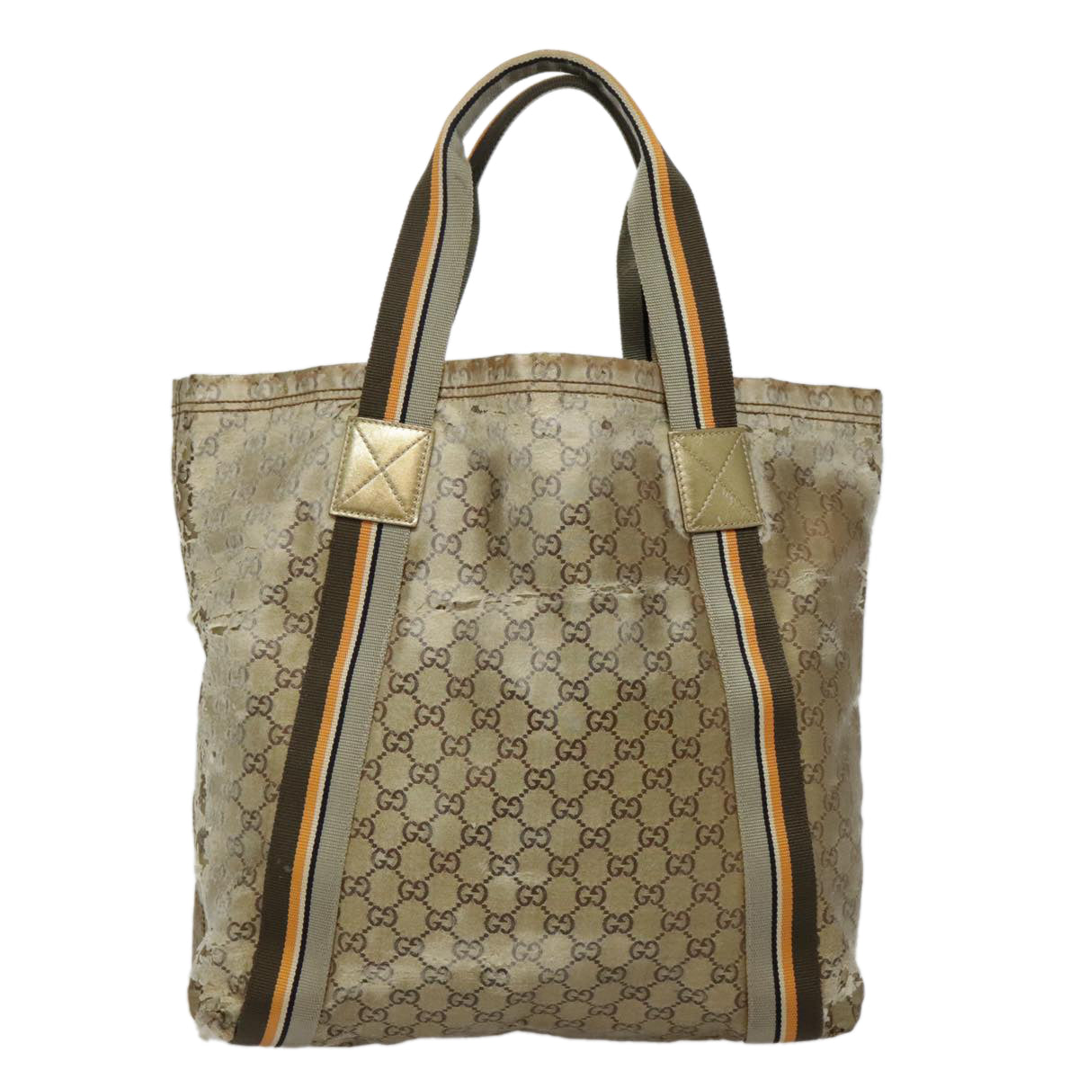 GUCCI GG Canvas Sherry Line Tote Bag Coated Canvas Gold Orange Auth 91624
