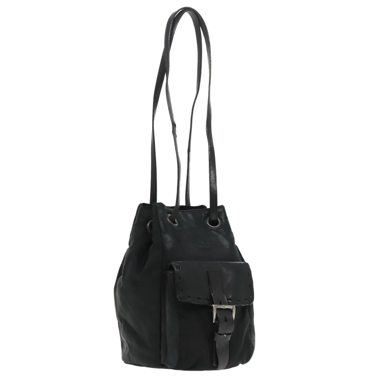 PRADA Shoulder Bag Leather Black Auth 91635V