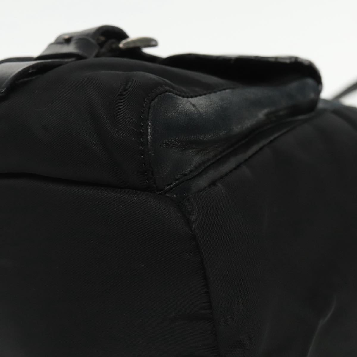 PRADA Shoulder Bag Leather Black Auth 91635V