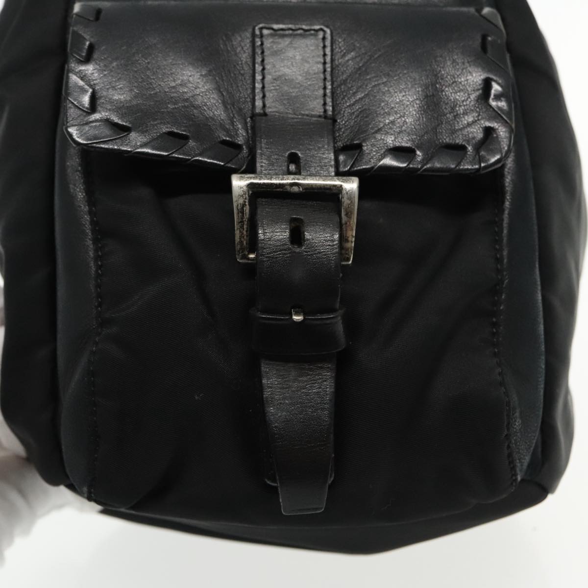 PRADA Shoulder Bag Leather Black Auth 91635V