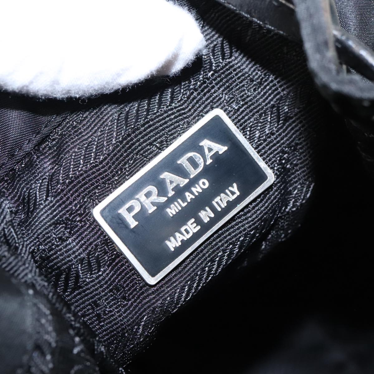 PRADA Shoulder Bag Leather Black Auth 91635V