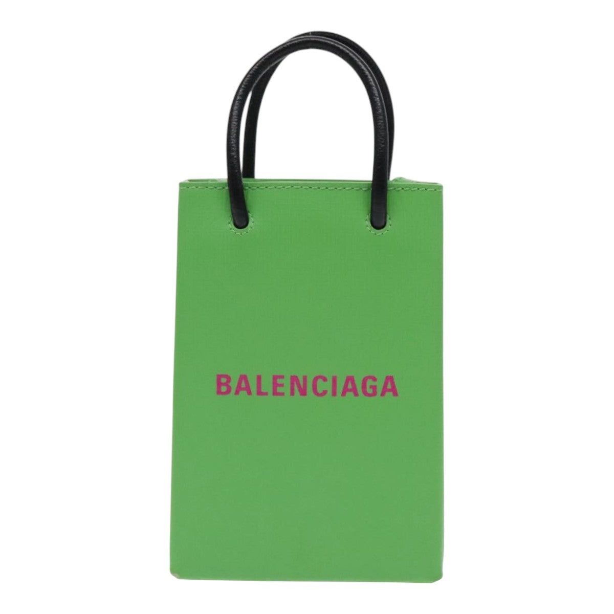 BALENCIAGA Phone Case Shoulder Bag Leather Green Silver 593826 Auth 91748AV
