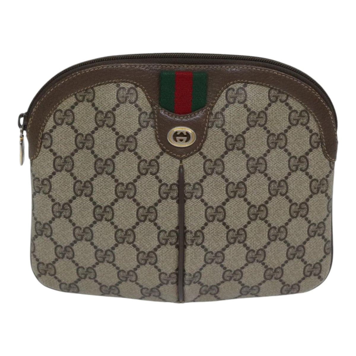 GUCCI GG Supreme Web Sherry Line Shoulder Bag PVC Beige 904 02 047 Auth 91756