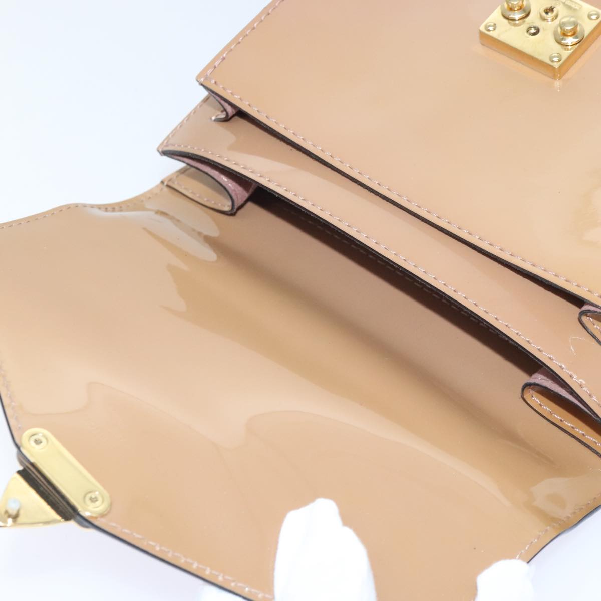 LOUIS VUITTON Vernis Monceau BB Hand Bag 2way Rose Velours M91580 LV Auth 91795