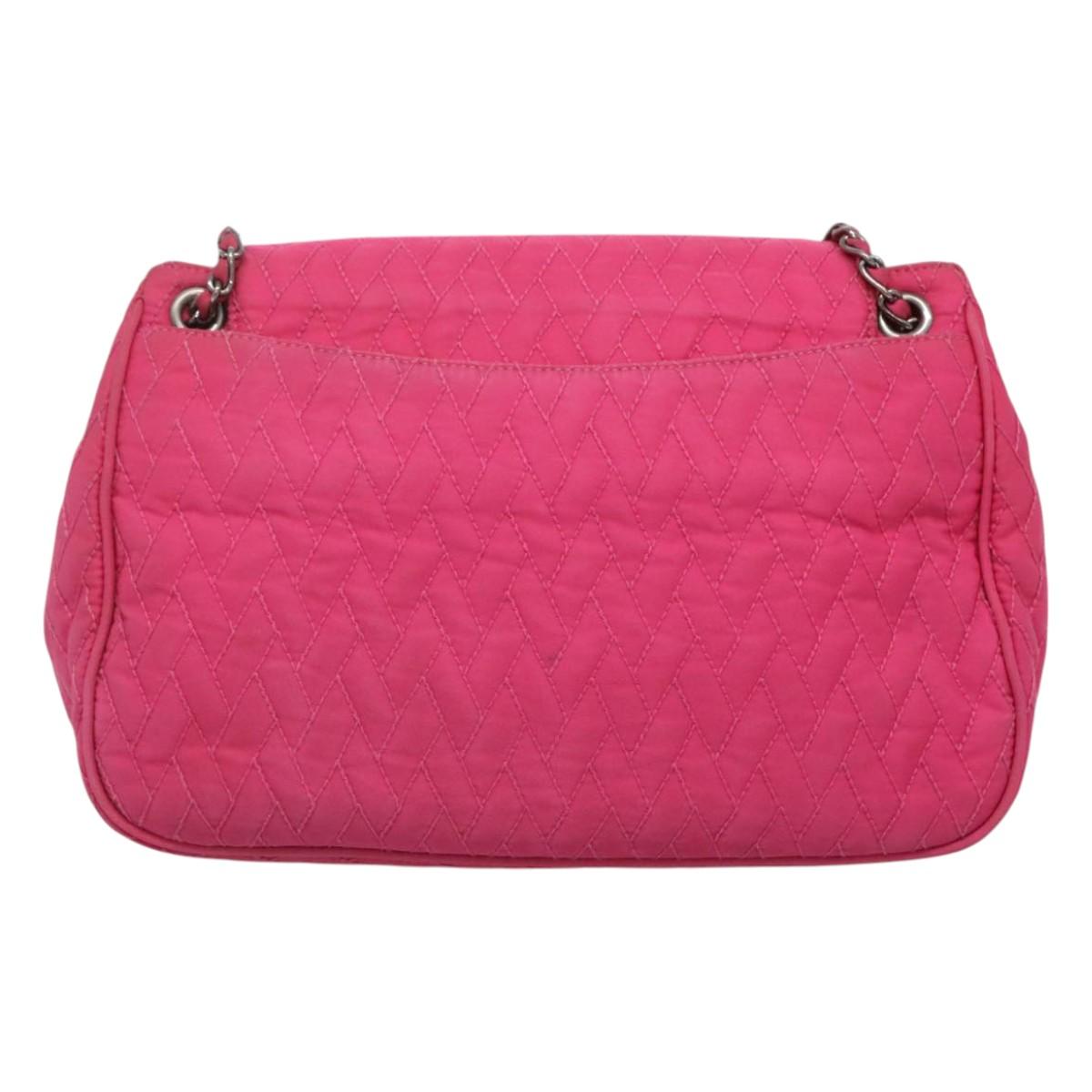 PRADA Chain Shoulder Bag Nylon Pink Auth 92071