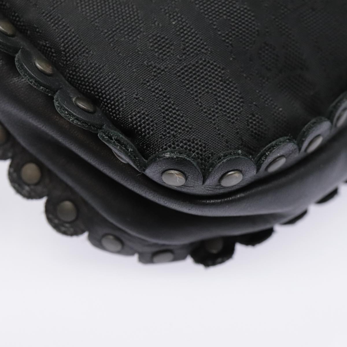 Christian Dior Trotter Canvas Shoulder Bag Silver Black Auth 92099