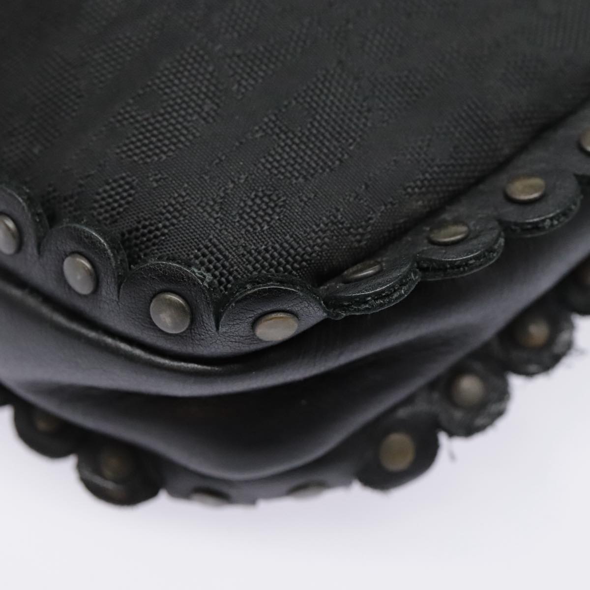 Christian Dior Trotter Canvas Shoulder Bag Silver Black Auth 92099