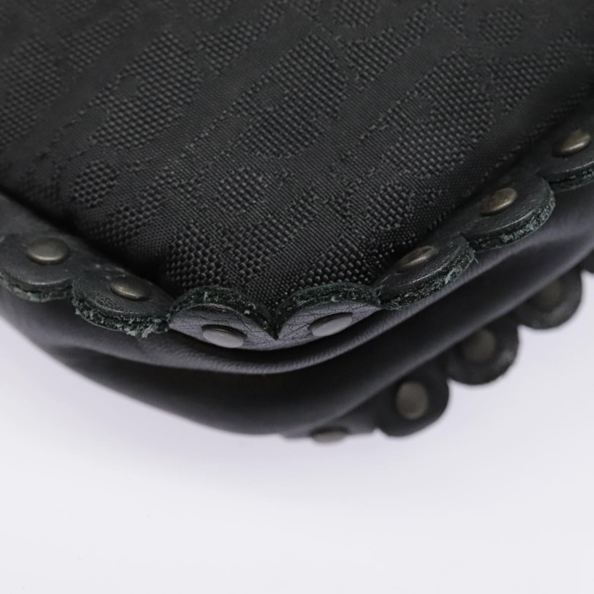 Christian Dior Trotter Canvas Shoulder Bag Silver Black Auth 92099