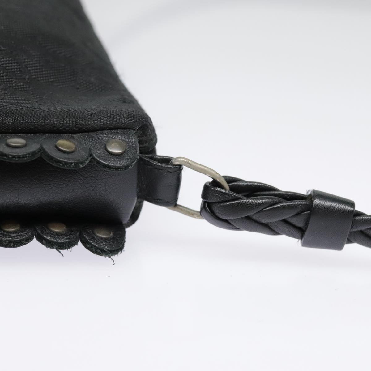 Christian Dior Trotter Canvas Shoulder Bag Silver Black Auth 92099