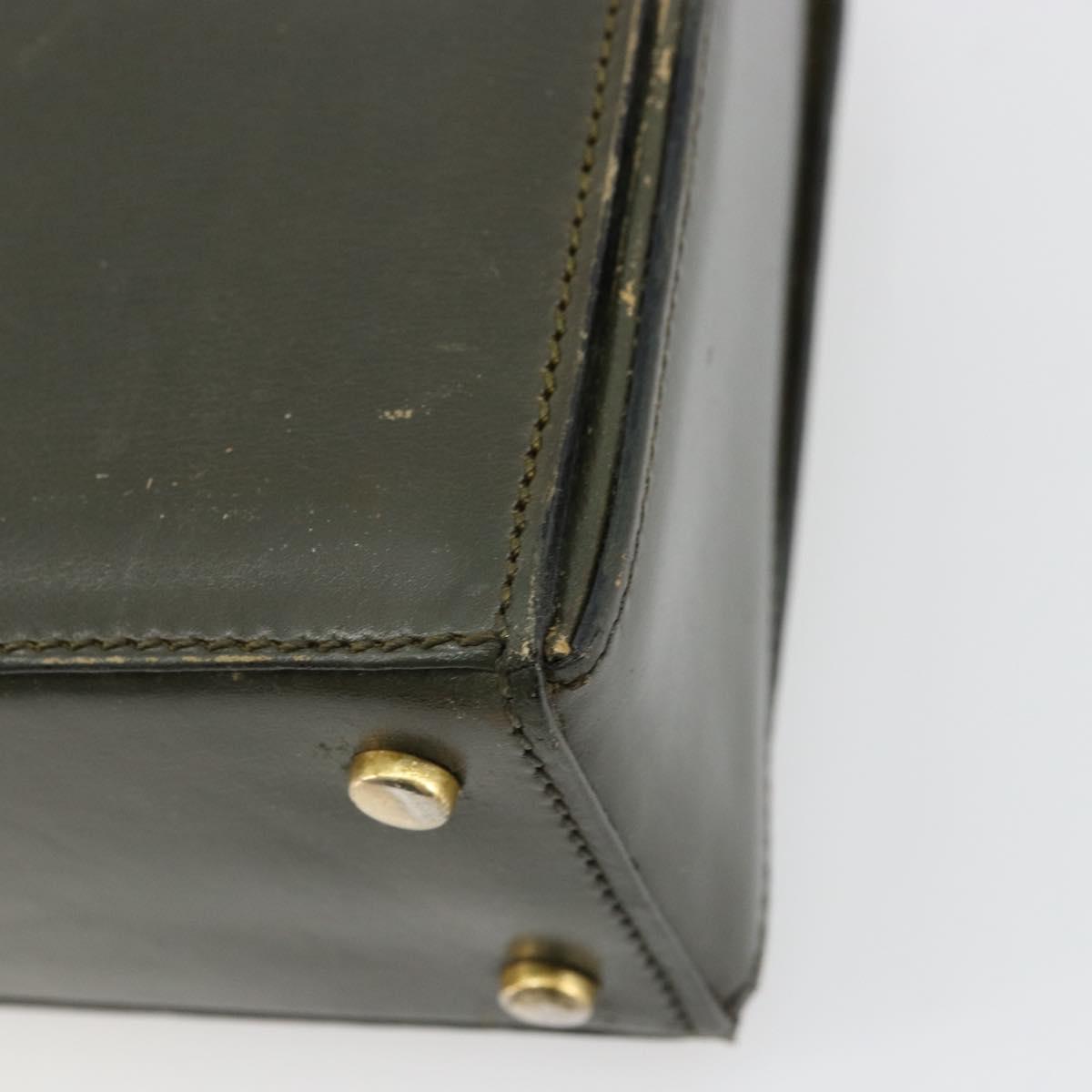 CELINE Hand Bag Leather Green Gold Auth 92104