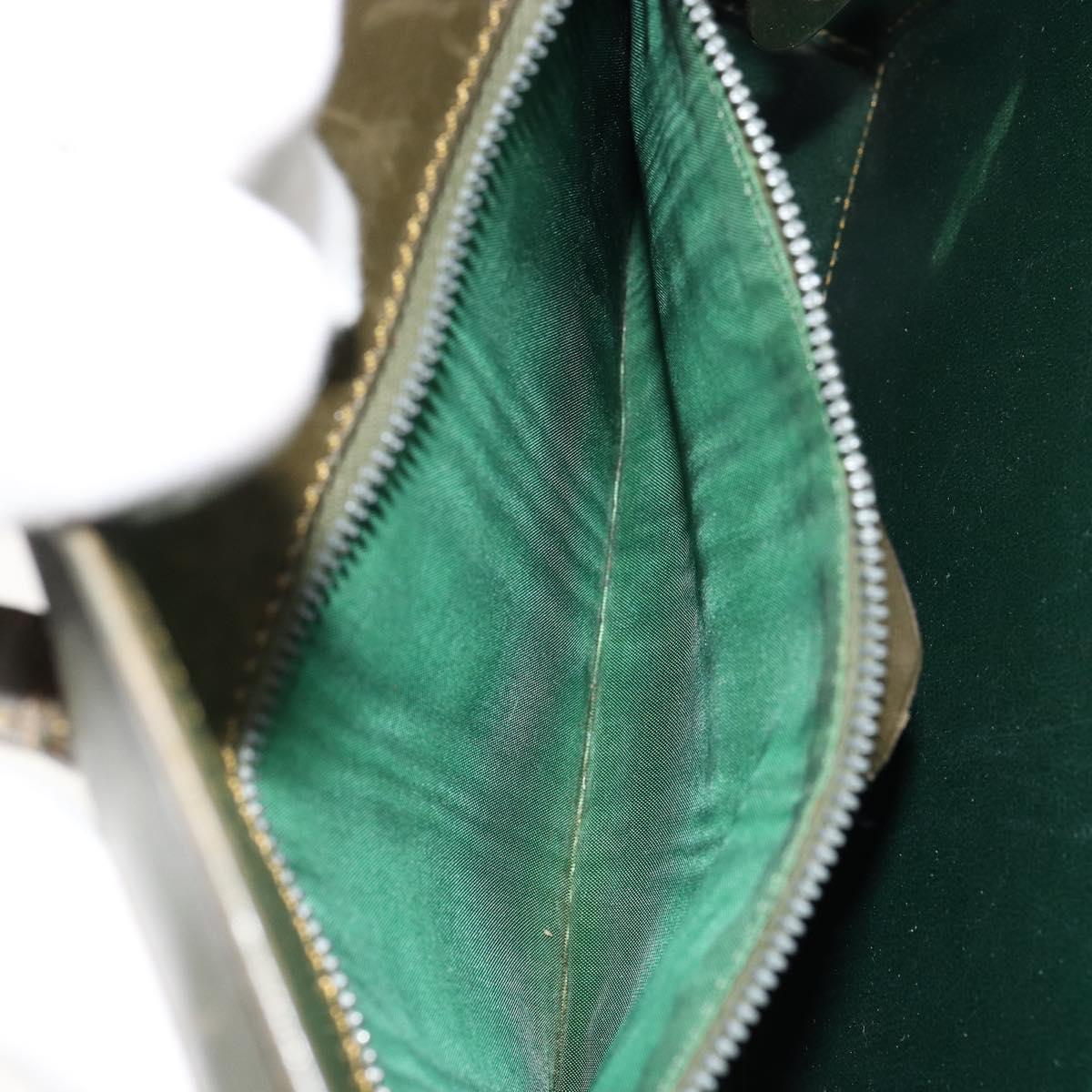 CELINE Hand Bag Leather Green Gold Auth 92104