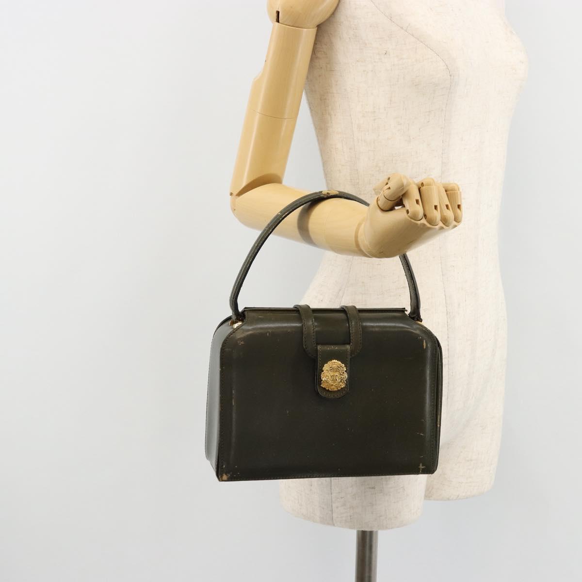 CELINE Hand Bag Leather Green Gold Auth 92104