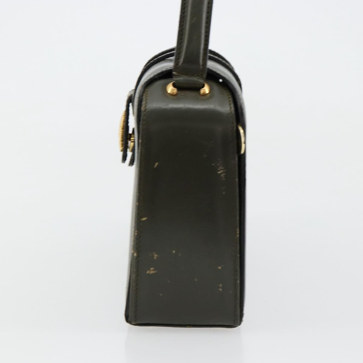 CELINE Hand Bag Leather Green Gold Auth 92104