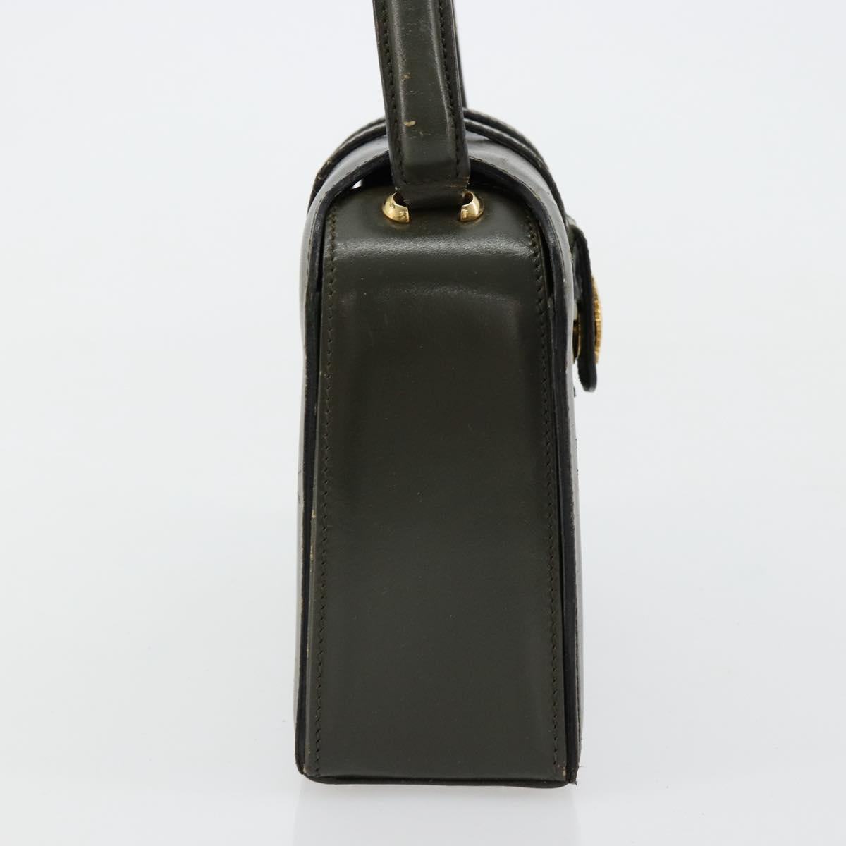 CELINE Hand Bag Leather Green Gold Auth 92104