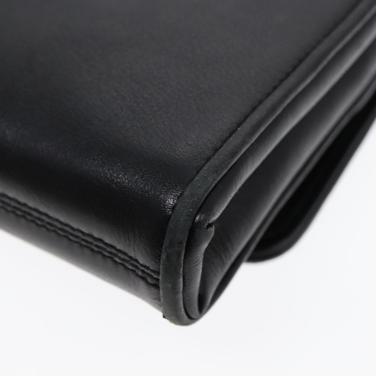 CELINE Shoulder Bag Leather Black Gold Auth 92111