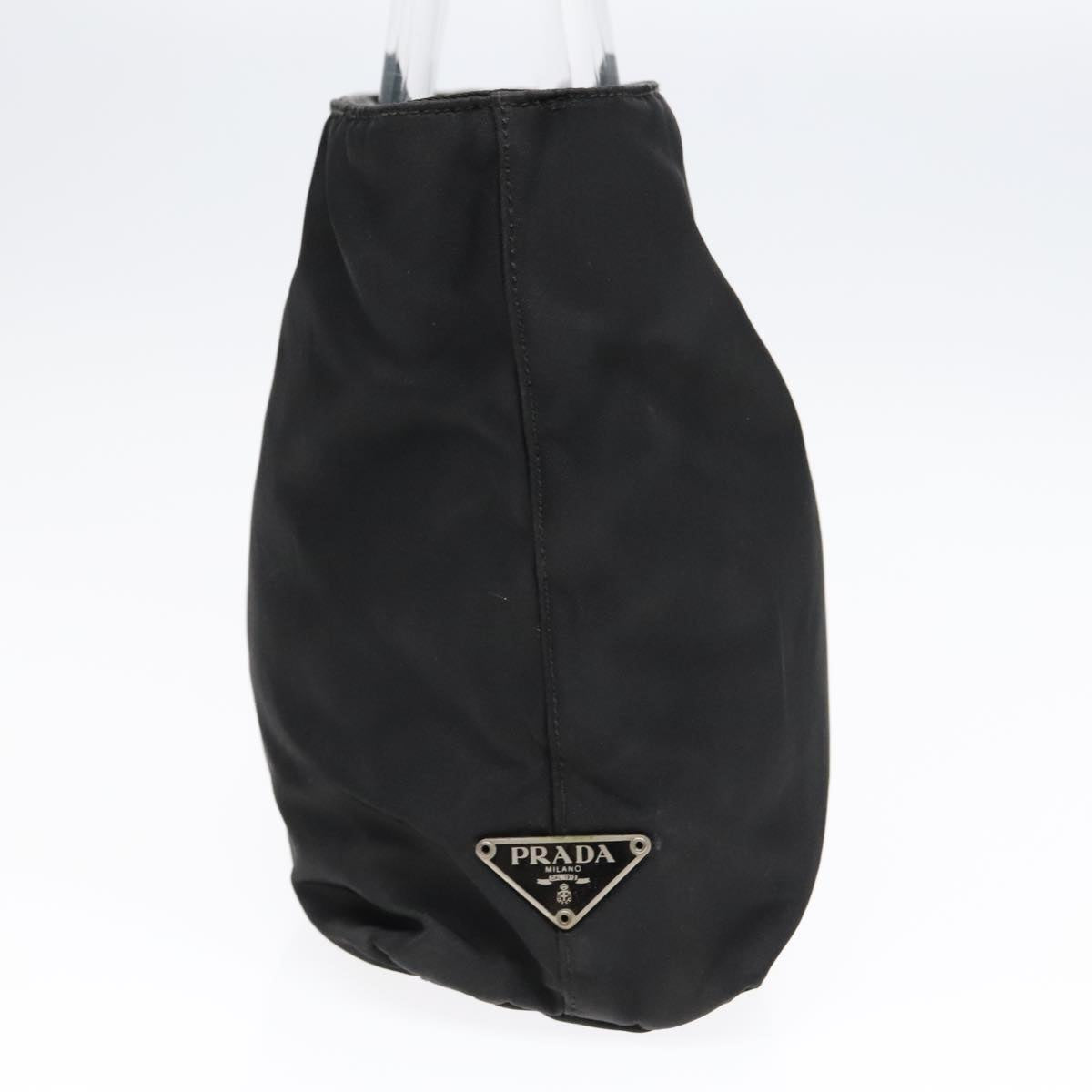 PRADA Hand Bag Nylon Plastic Black Clear Silver Auth 92116