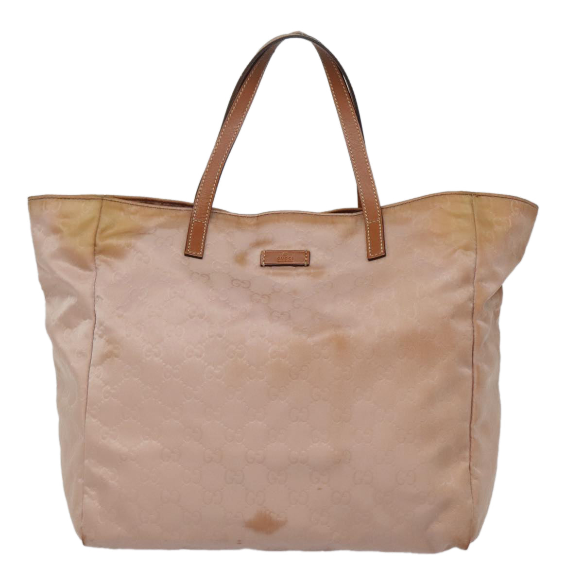 GUCCI GG Nylon Tote Bag Pink Brown Gold 282439 Auth 92132