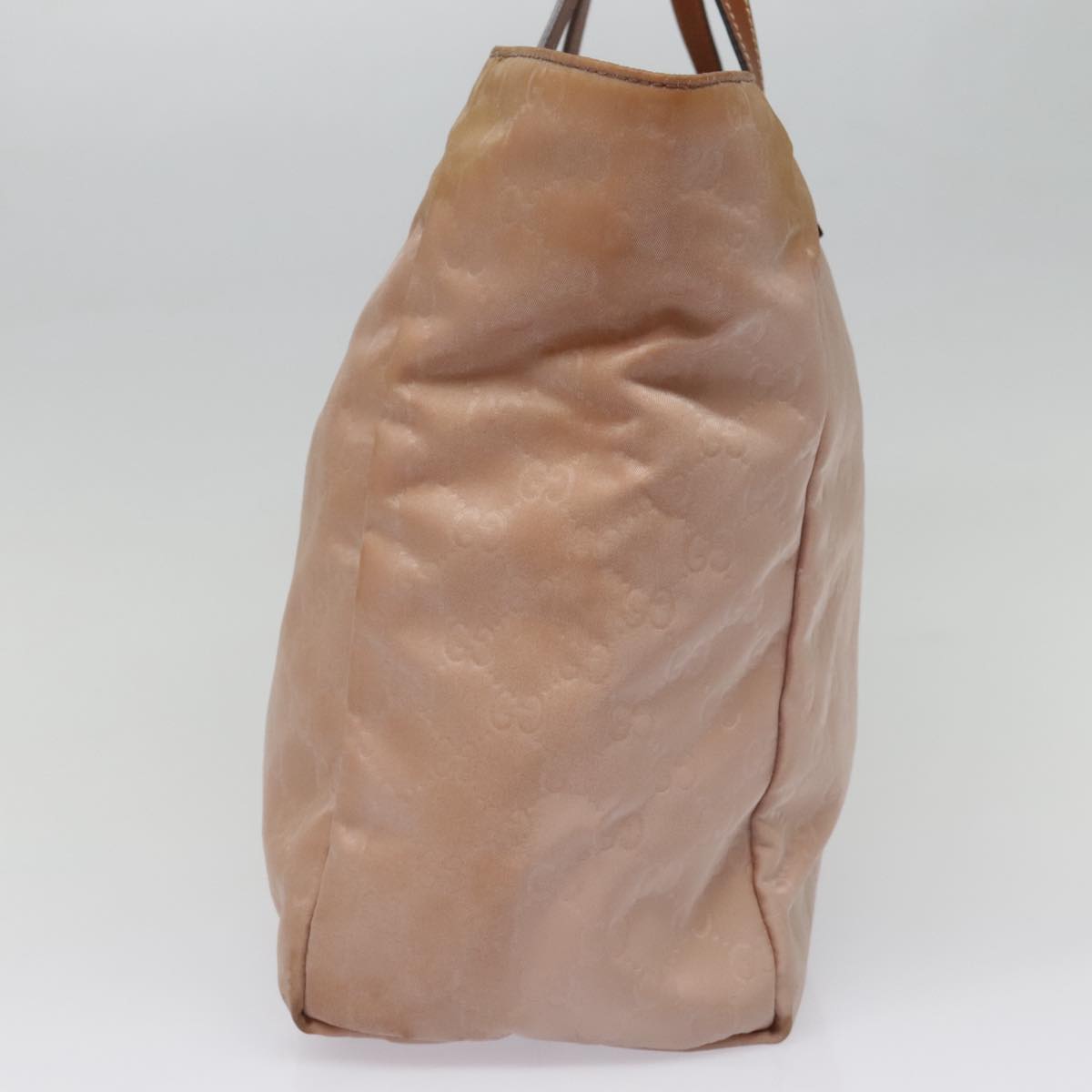 GUCCI GG Nylon Tote Bag Pink Brown Gold 282439 Auth 92132