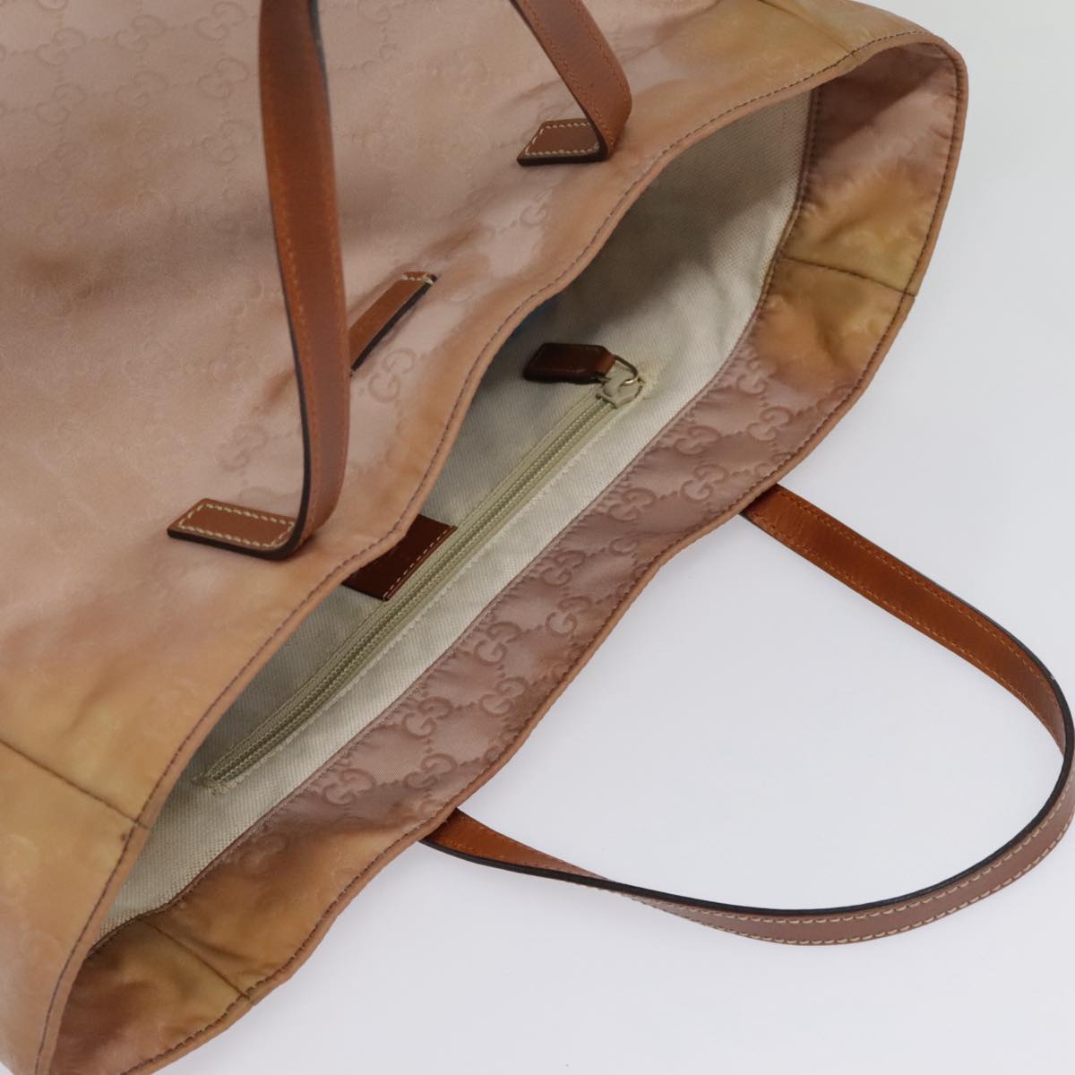 GUCCI GG Nylon Tote Bag Pink Brown Gold 282439 Auth 92132