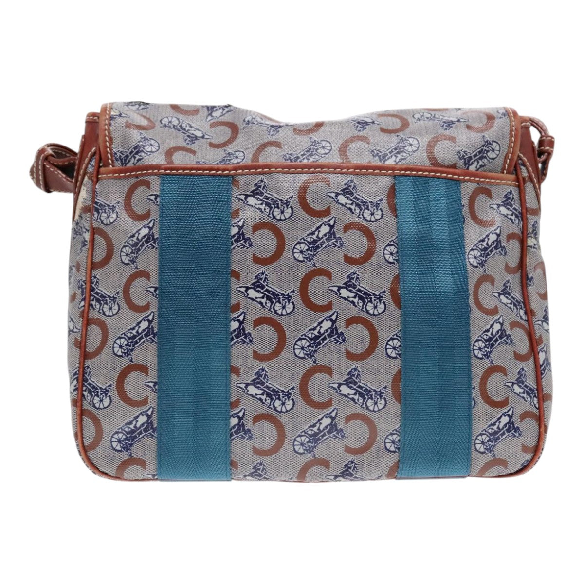 CELINE C Sulky Shoulder Bag PVC Gray Brown gold Auth 92150