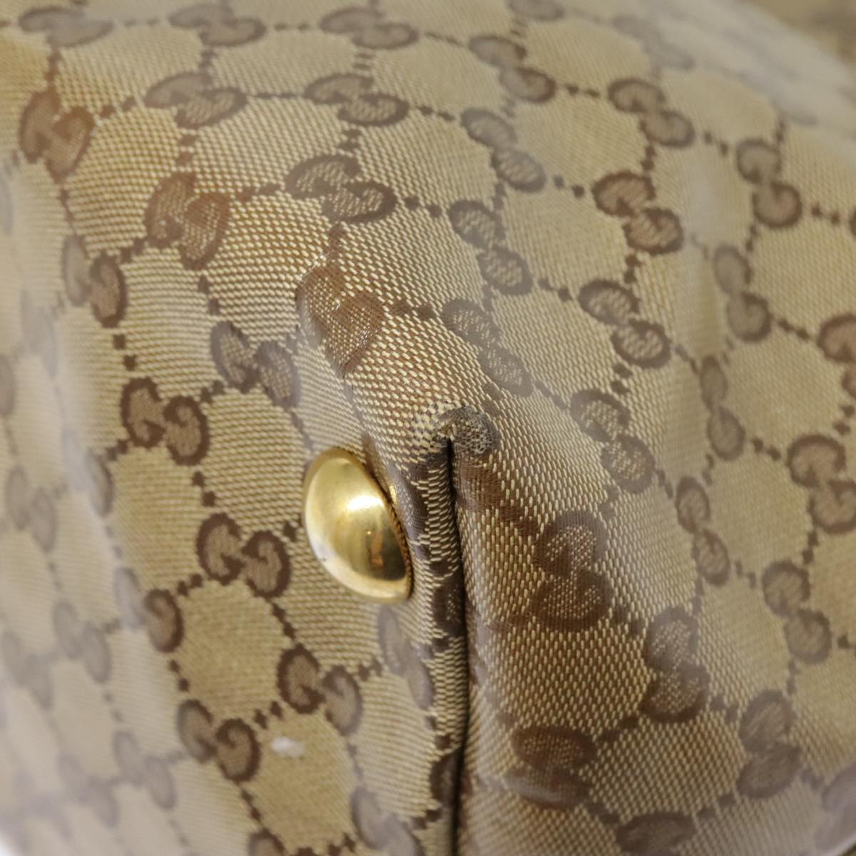 GUCCI GG Crystal Tote Bag Coated Canvas Beige White Silver 207292 Auth 92409