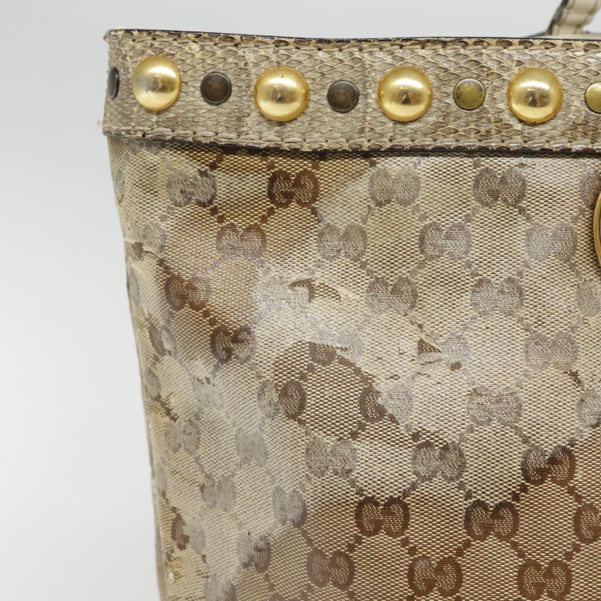 GUCCI GG Crystal Tote Bag Coated Canvas Beige White Silver 207292 Auth 92409