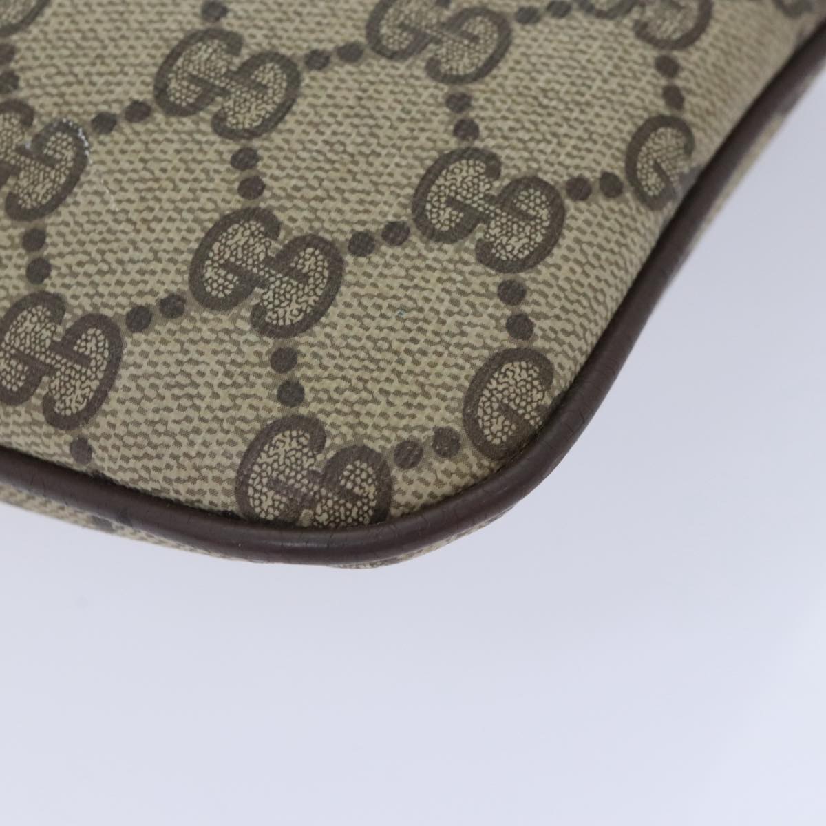 GUCCI GG Canvas Web Sherry Line Shoulder Bag PVC Leather Beige Green Auth 92419