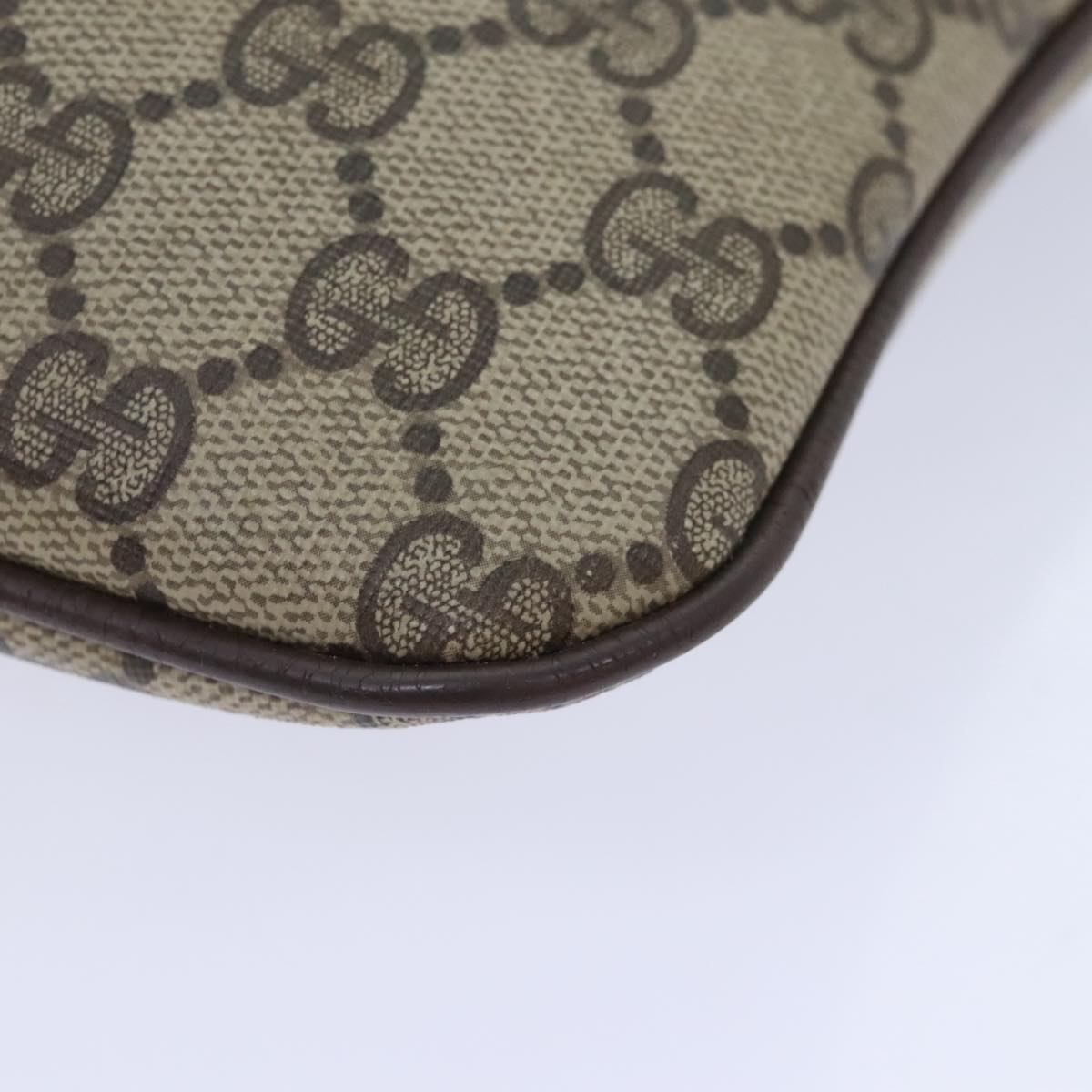 GUCCI GG Canvas Web Sherry Line Shoulder Bag PVC Leather Beige Green Auth 92419