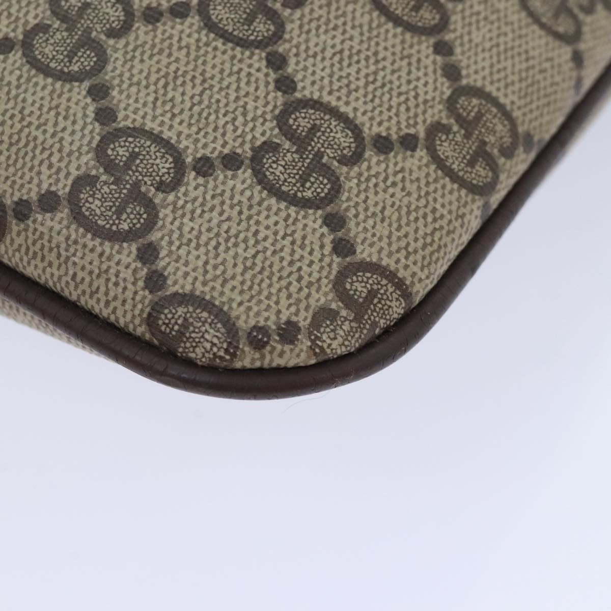 GUCCI GG Canvas Web Sherry Line Shoulder Bag PVC Leather Beige Green Auth 92419