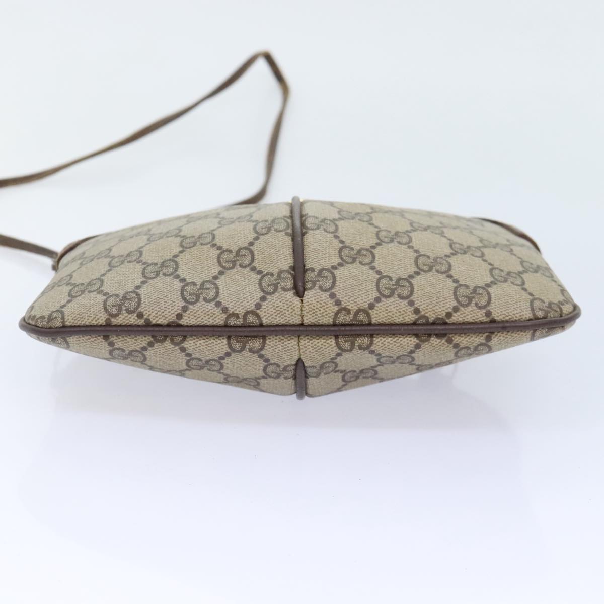 GUCCI GG Canvas Web Sherry Line Shoulder Bag PVC Leather Beige Green Auth 92419