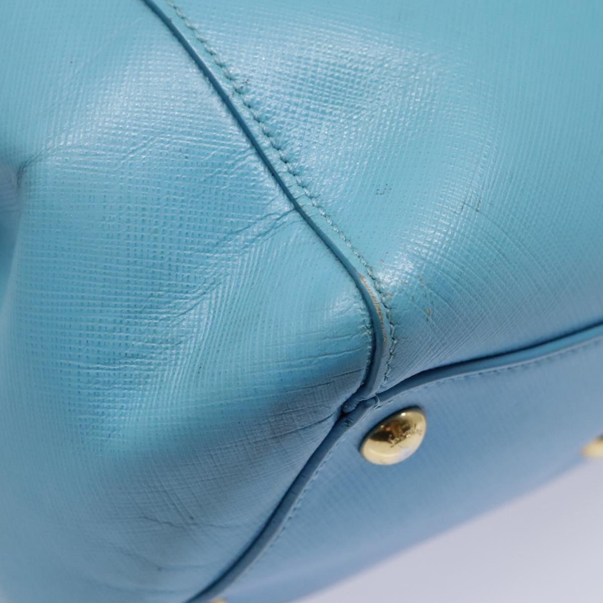 Salvatore Ferragamo Hand Bag Safiano leather 2way Light Blue Gold Auth 92430