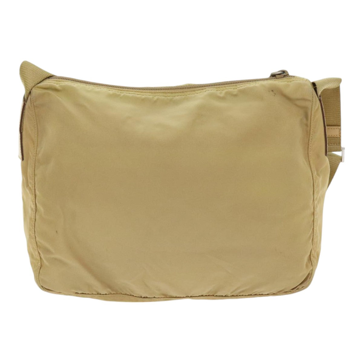 PRADA Shoulder Bag Nylon Beige Silver Auth 92490